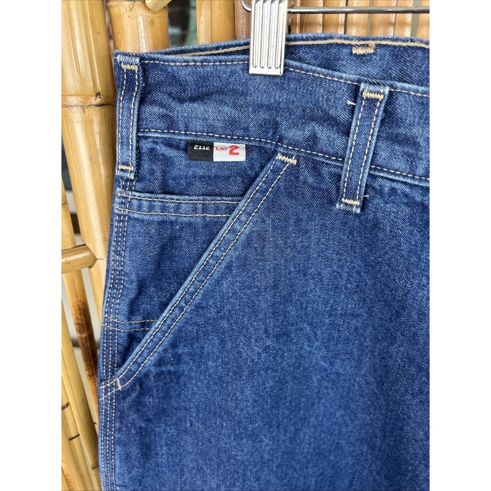 Carhartt Mens Flame Resistant Carpenter Jeans Blue Denim FRB13‎ DNM Size 38x32 - Picture 3 of 9